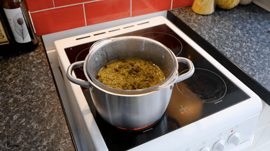 Place your bowl (I used a pyrex dish) over a pan of boiling water - it’s just like melting chocolate!